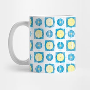 White with lemon yellow and turquoise small shapes Mug